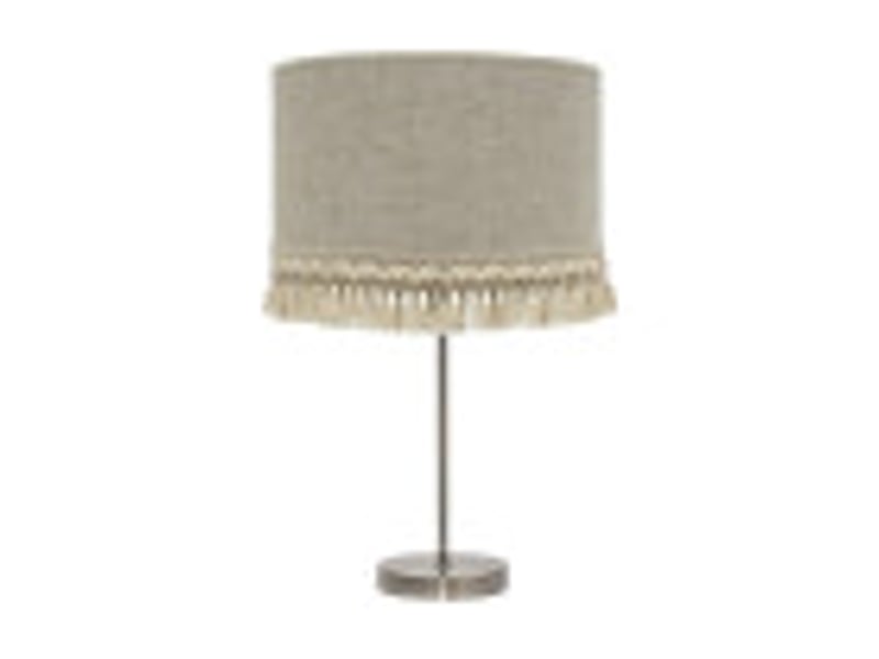 Fabrilamp vera grande lampe à poser marron et beige, abat-jour en lin rayé à franges, 1 x e27, 62 cm 186471114 - Conforama B