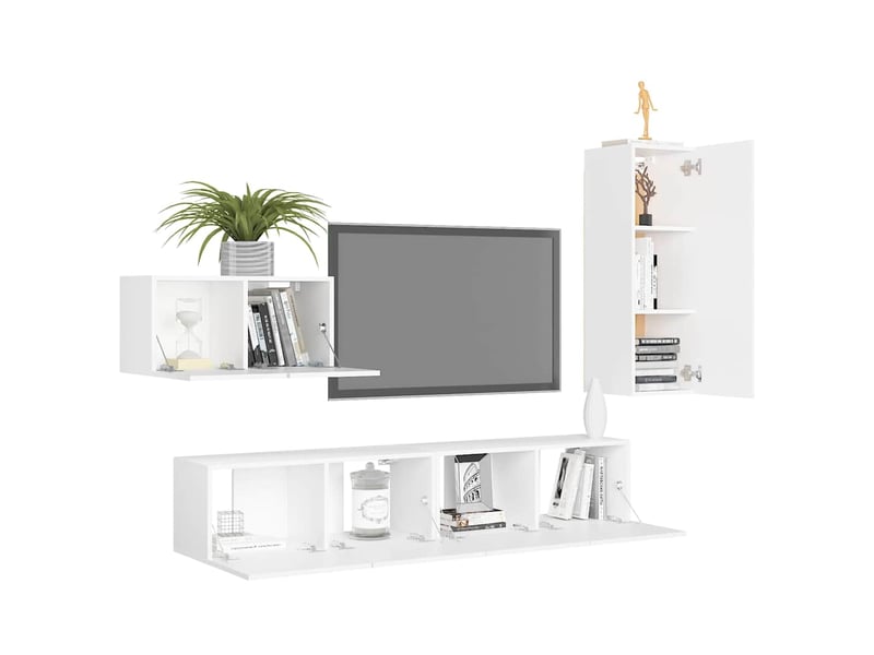  Ensemble de meubles tv 4 pcs blanc bois d'ingénierie shl64369  - Conforama C