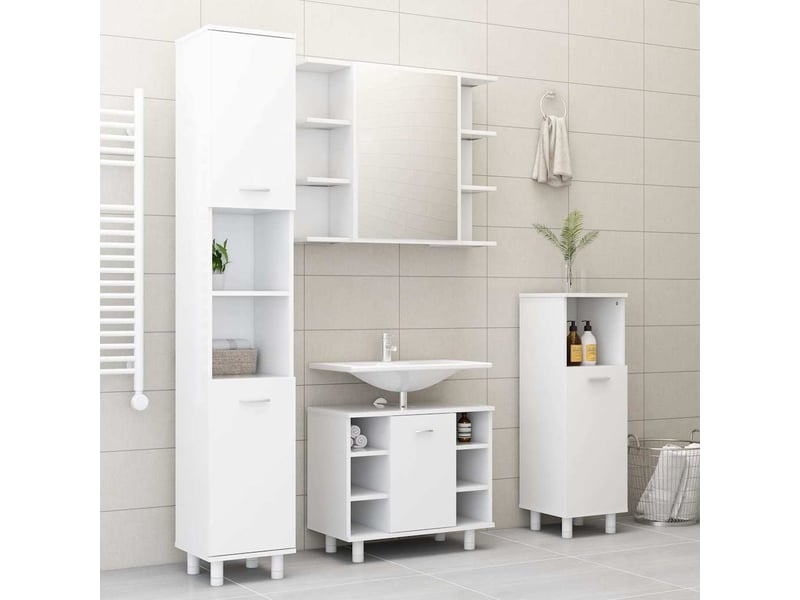  Ensemble de meubles de salle de bain 4pcs blanc bois ingénierie cf63882  - Conforama B