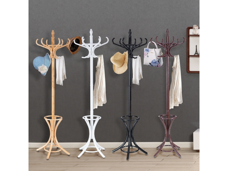 Porte-manteau sur pied avec 12 crochets en bois massif pour manteaux chapeaux parapluie 51 x 51 x 184cm  - Conforama D