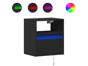 Lot de 2 tables de chevet - cabinet de chevet - table de nuit murales avec lumières led noir