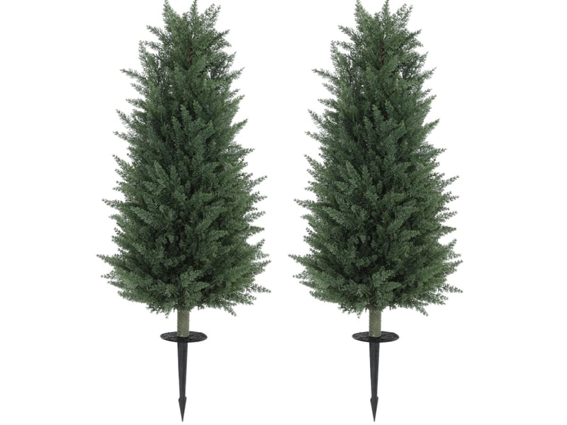  Cyprès artificiels 100 cm – vert – lot de 2 avec piquets de sol pour décoration intérieure et extérieure  - Conforama A