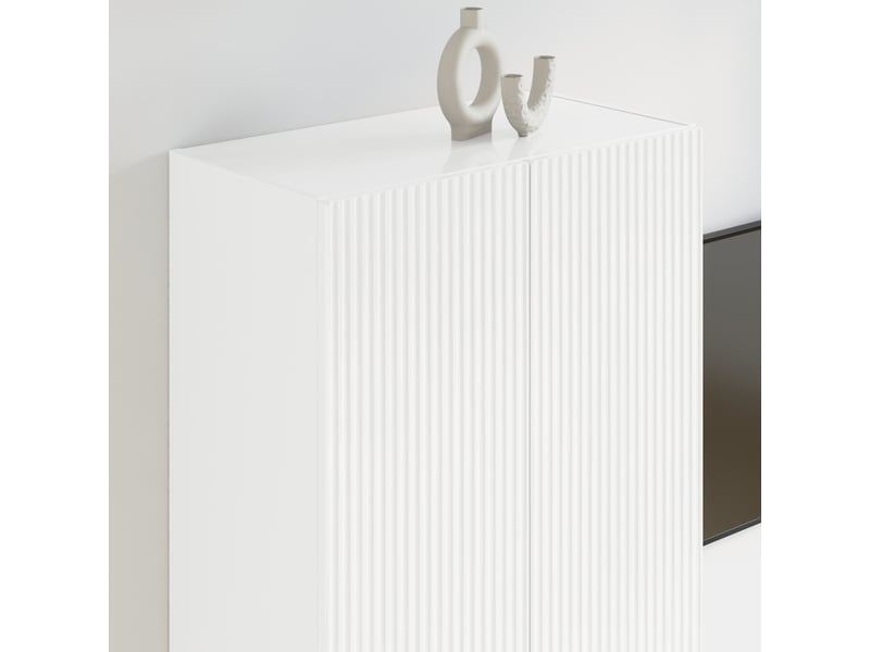  Meuble tv - banc tv - meuble de rangement mural 59,5 x 31 x 100 cm blanc brillant  - Conforama D
