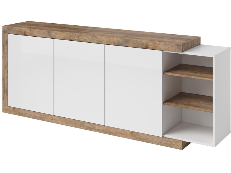Buffet/bahut sino 3 portes 220 cm chêne/blanc laqué  - Conforama A