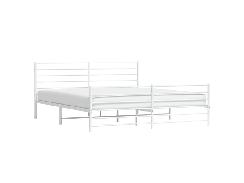  Lit double- lit adulte -  cadre de lit métal sans matelas et pied de lit blanc 200x200 cm  - Conforama D