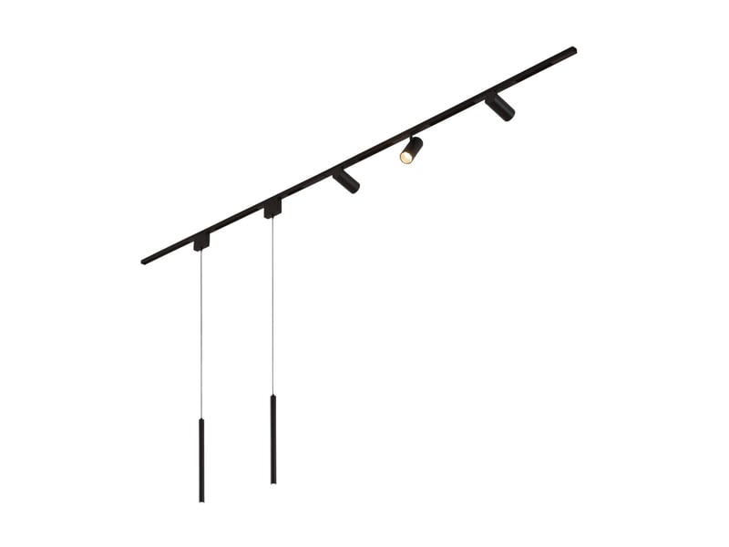 Système de rail magnétique 2 m noir 2 suspensions et 3 spots 27w led - transformateur externe - lyne Lyne - Conforama A