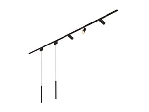 Système de rail magnétique 2 m noir 2 suspensions et 3 spots 27w led - transformateur externe - lyne