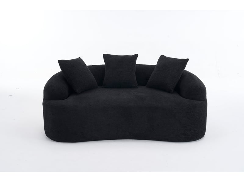 Canapé 2 places incurvé en chenille avec 3 coussins noir homvra - Conforama A