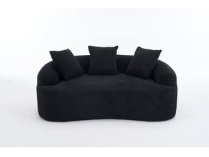 Canapé 2 places incurvé en chenille avec 3 coussins noir homvra