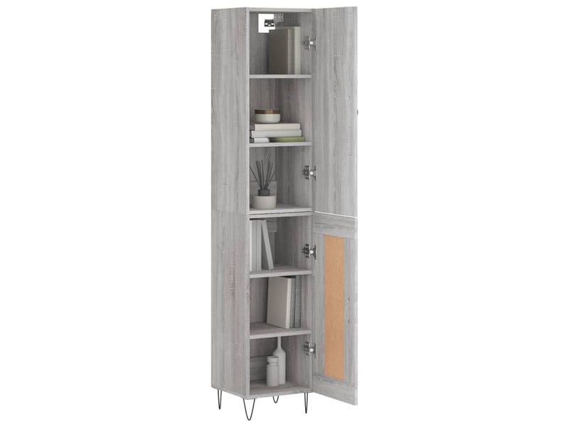  Buffet haut - bahut - meuble de rangement sonoma gris 34,5x34x180 cm bois d'ingénierie  - Conforama C