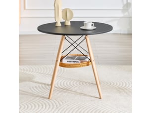 Table à manger ronde,80x80x71,5 cm,pour 2 à 4 personnes avec rangement,mdf,noir