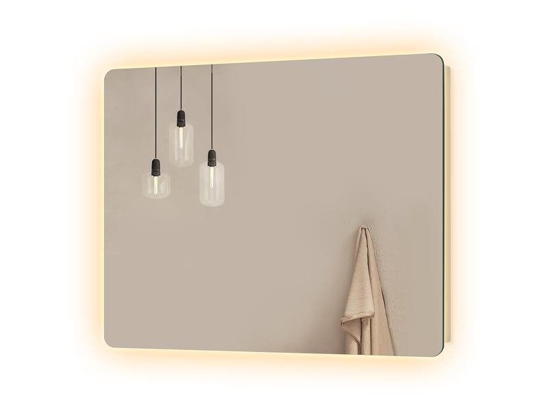 Emke miroir led salle de bain rétroéclairé 50 x 60 cm, anti-buée, interrupteur à bouton, lumière blanc froidchaud - Conforama A
