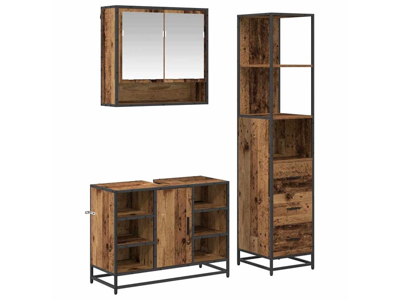 Ensemble de mobilier de salle de bain 3 pièces bois ancien cf64443 - Conforama A