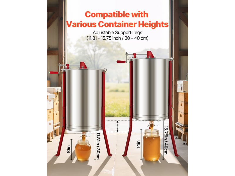  Vevor extracteur de miel manuel centrifugeuse à 6 cadres acier inox apiculture  - Conforama E