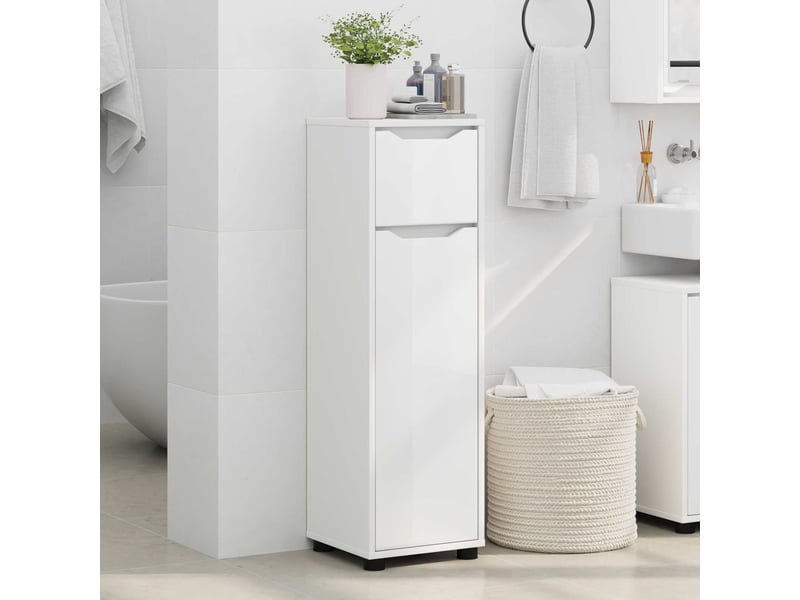 Cabinet de salle de bain, meuble de rangement blanc 30.5x30x101 cm - Conforama D