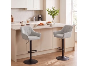Tabourets de bar lot de 2, chaises de bar en chenille, hauteur réglable, pivotant 360°, dossier et repose-pieds, gris