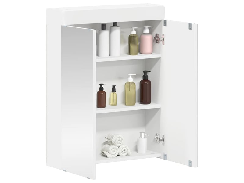 Amoire de salle de bain avec miroir, cabinet de salle de bain tulum blanc cf64959 - Conforama C