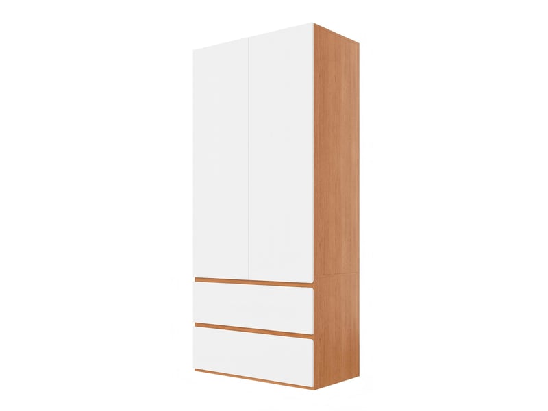  Armoire 4 portes battantes-armoire haute 200cm-1 tringle 2 tiroirs tiroir à bijoux-effet chêne et blanc-90x50x200cm-chêneblanc  - Conforama D