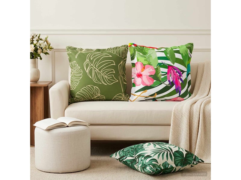  Lot de 12 housses de coussin houten modèle feuille 45 x 45 cm cf49013  - Conforama B