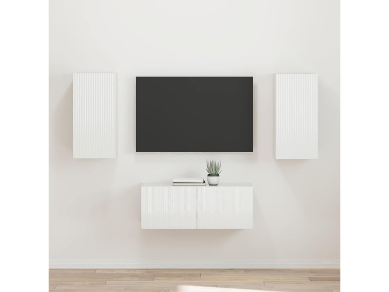  Ensemble meuble tv - banc tv - meuble de rangement 2 pcs blanc brillant bois d'ingénierie  - Conforama B