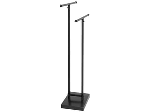 Porte-serviettes sur pied autoportant 2 niveaux en métal pour la salle de bain, noir, dim. 50l x 18,5p x 85h cm