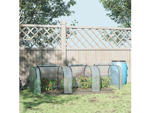 Serre tunnel de jardin 295x100x80 cm – transparente – 3 fenêtres zippées, cadre en acier thermolaqué film pvc