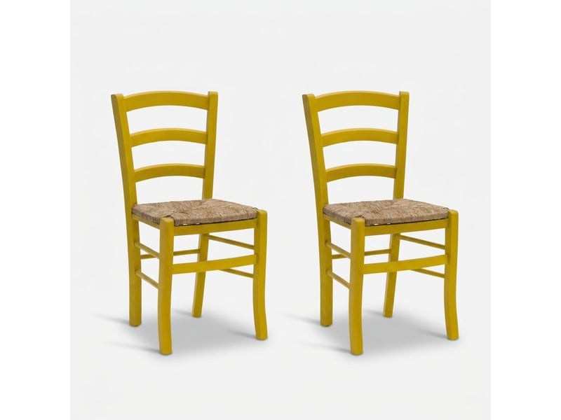  Lot de 2 chaises de salle à manger en bois massif anna - jaune  - Conforama A