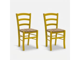 Lot de 2 chaises de salle à manger en bois massif anna - jaune