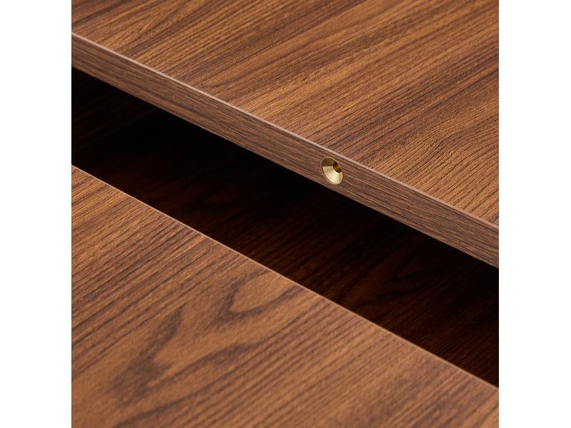 Table à manger extensible effet noyer avec étagère, table de cuisine gain de place pour 4 à 8 personnes - Conforama E