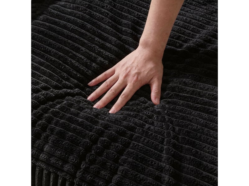  Canapé d'angle noir 2 places en tissu côtelé, structure modulable 2 pièces avec led intégrée  - Conforama W