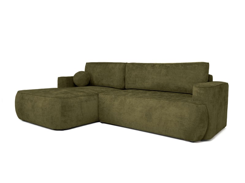  Canapé d'angle gauche cassis avec coffre de rangement en tissu chenille - vert CASSIS - Conforama E