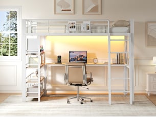 Lit mezzanine 140x200 cm <strong>BGSRYAO</strong>  <strong></strong> coloris blanc