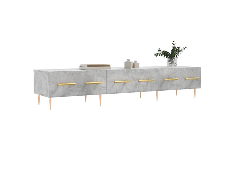  Meuble tv - banc tv - meuble de rangement gris béton 150x36x30 cm bois d'ingénierie  - Conforama C