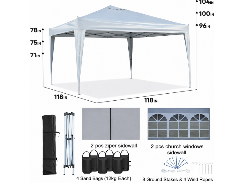  Abri pliant 3 x 3 m bordeaux en acier, avec 4 parois latérales, protection uv 50+ pour jardin et camping  - Conforama C