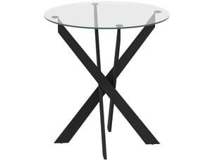 Table de salle à manger ronde pour 4 personnes avec plateau en verre trempé et pieds métalliques, pour cuisine, ø70 × 75 cm