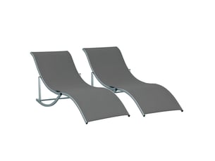 Ensemble de 2 chaises longues pliantes de jardin, chaise longue en aluminium et textilène, 61 x 165 x 63 cm