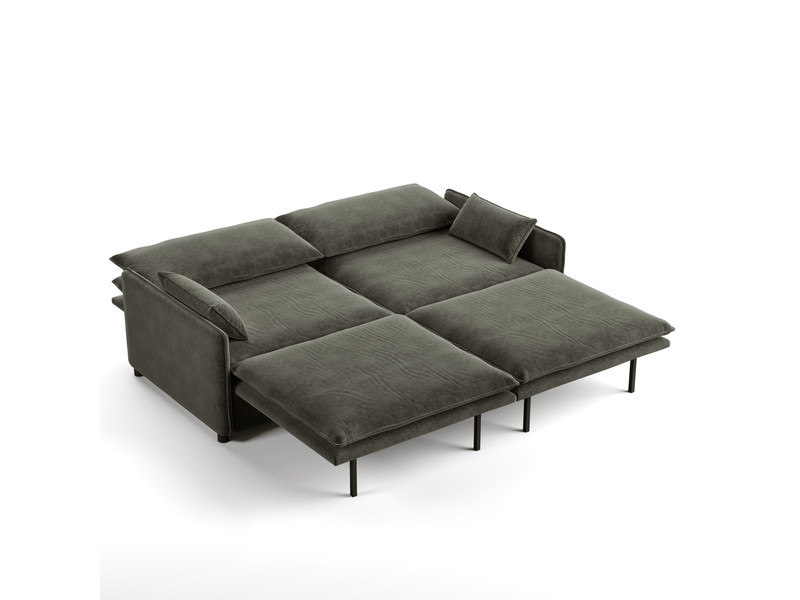  Canapé convertible 3 places avec rangement 206x91x86 cm en chenille gris foncé  - Conforama R