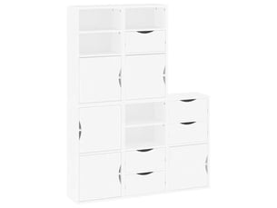 Lot de 5 armoires latérales modulaires pratiques rangement 40 x 24 x 79 cm en bois massif blanc 02_0055965