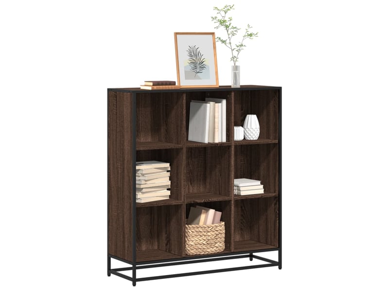  Bibliothèque, meuble de rangement salon chêne marron 97,5x33x107,5cm bois ingénierie métal  - Conforama B