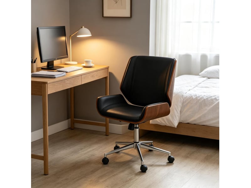  Fauteuil de bureau ergonomique réglable et pivotant 360°, noir et brun foncé  - Conforama E
