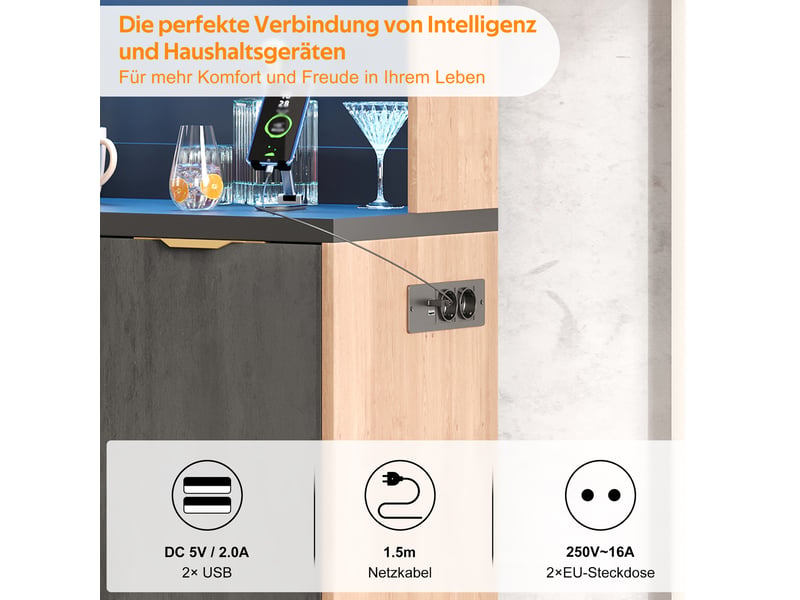  Buffet de cuisine 180x100x40 cm, haute capacité avec 3 tiroirs et étagère, structure mdf robuste, idéal rangement cuisine ou salon.  - Conforama E