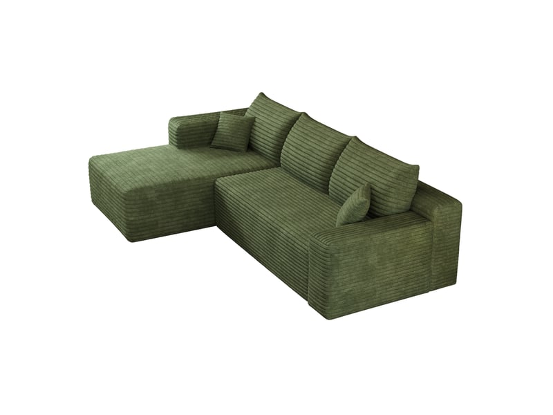 Canapé d'angle 3 places 241 cm en velours côtelé vert, style design sans montage, idéal pour le salon - Conforama A