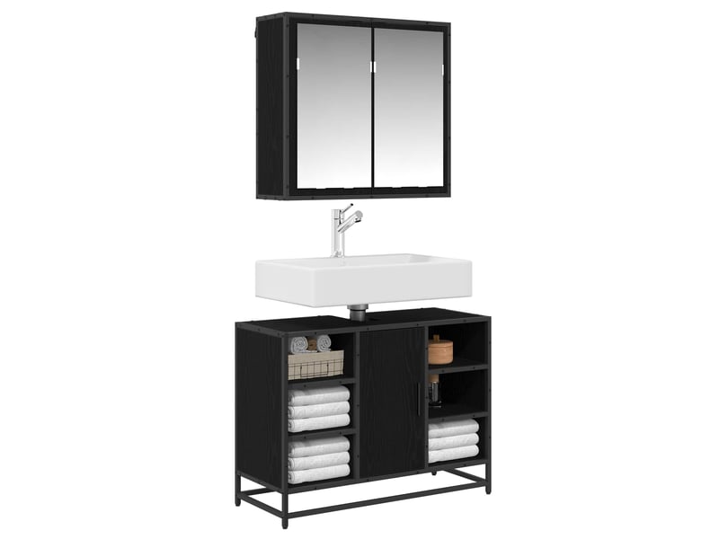  Ensemble de mobilier de salle de bain 2 pc chêne noir cf64103  - Conforama C