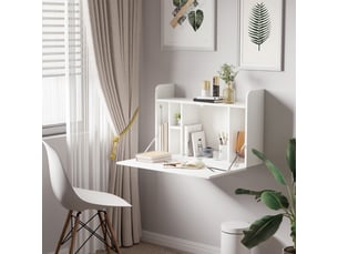 Bureau suspendu table murale table d'ordinateur murale et tablette rabattable avec rangements - 77 x 20 x 51 cm