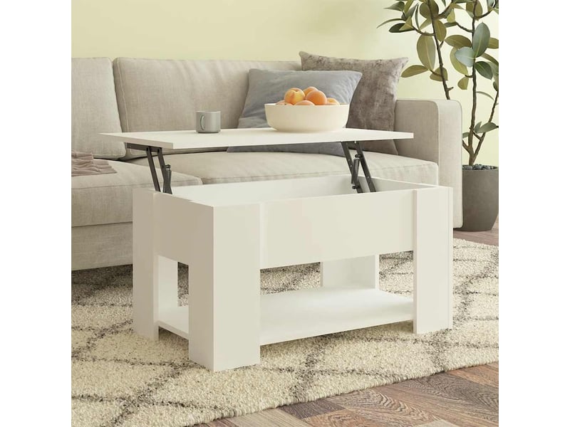  Table basse | table d'appoint salon blanc 79x49x41 cm bois d'ingénierie shl1317  - Conforama B