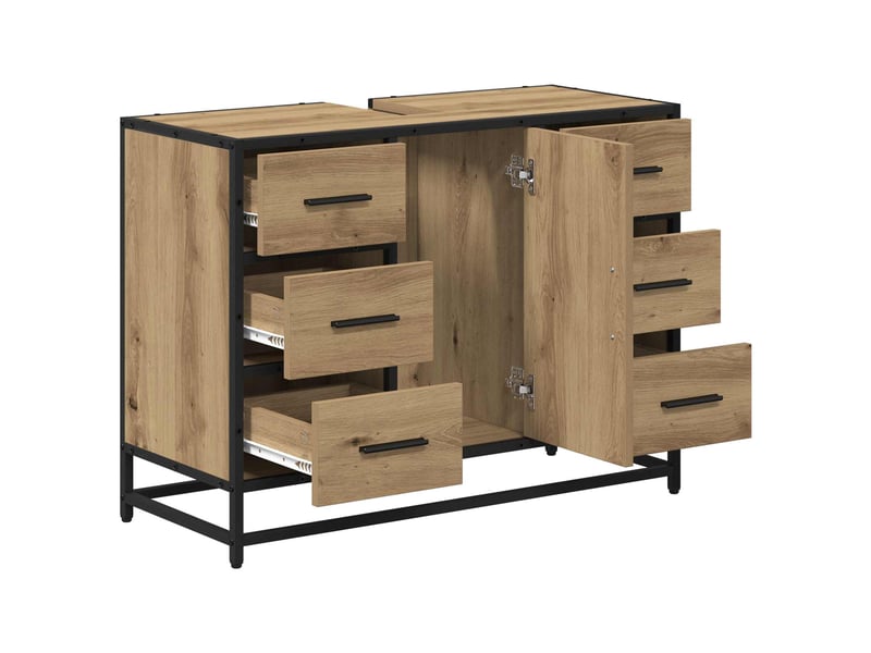 Cabinet de salle de bain, armoire salle de bain chêne artisanal 80 x 33 x 60 cm cf65302  - Conforama E