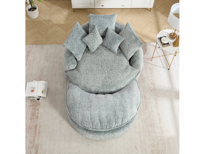  Fauteuil convertible modulable 190,5 x 138 cm en polyester gris bleuté  - Conforama C