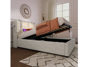 Lit coffre 90x200 cm VIVRYN coloris beige