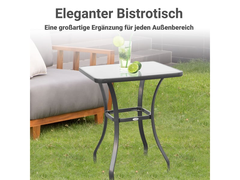  Table de jardin carrée - noir - verre trempé - métal robuste - 68,5x68,5 cm - hauteur 84 cm - poids 9,4 kg 68.5x68.5x84cm - Conforama D