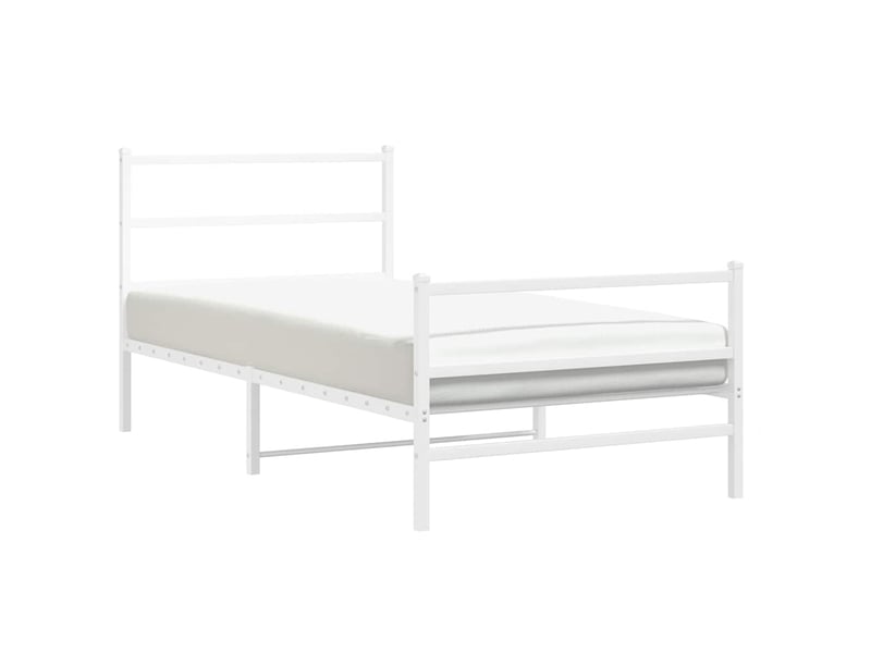  Lit simple- lit adulte -  cadre de lit métal sans matelas et pied de lit blanc 100x200 cm  - Conforama C